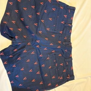 J. Crew size 35 Men’s Navy Blue Shorts with Red Lobster Design